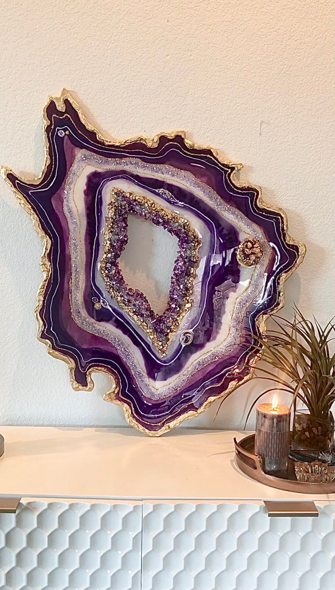 Purple Geode Resin Wall Art
