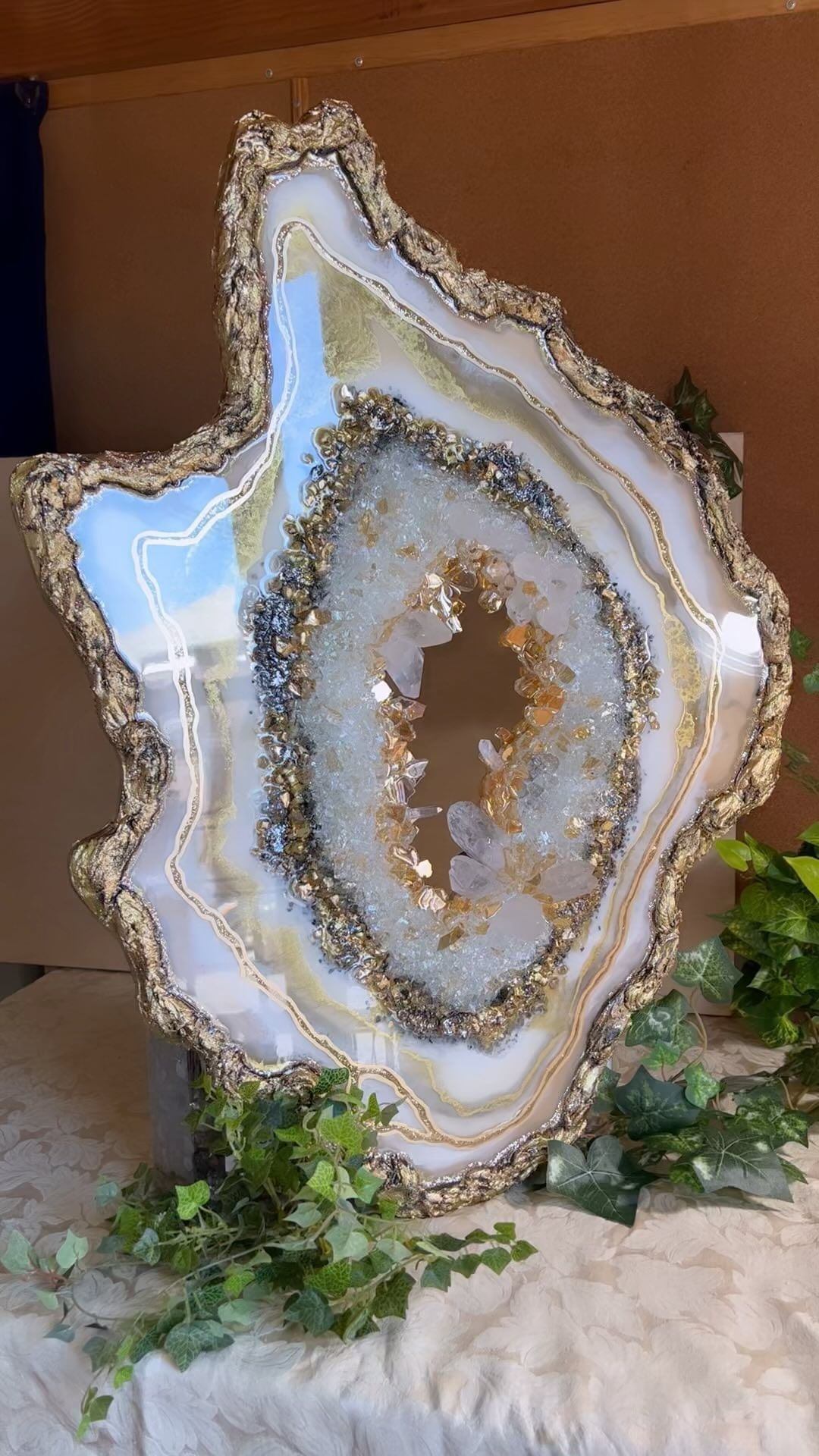 Luxury White Geode Resin Wall Art