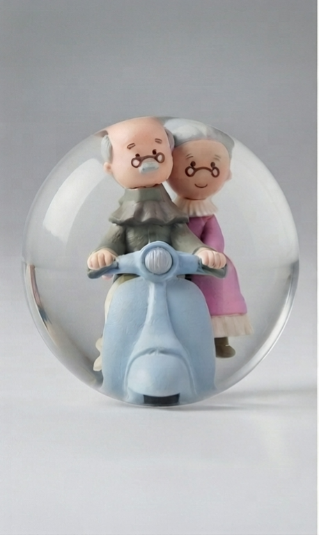 OLD COUPLE ON SCOOTER