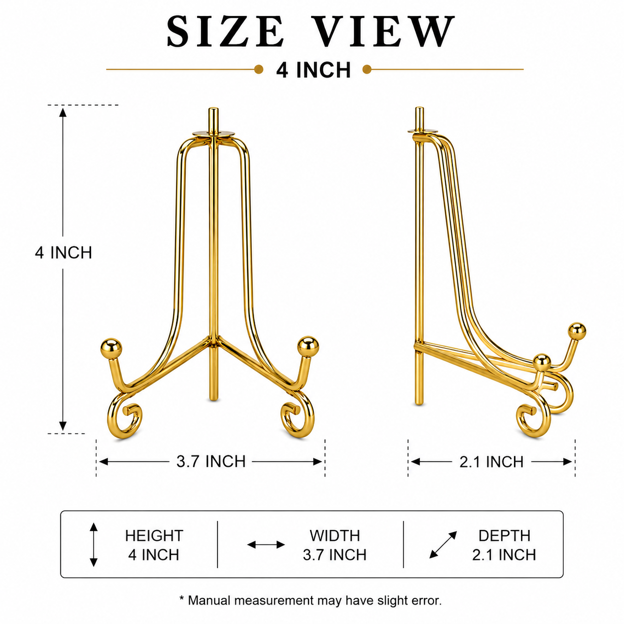 Gold Metal Photo Frame Stand – 4 Inch