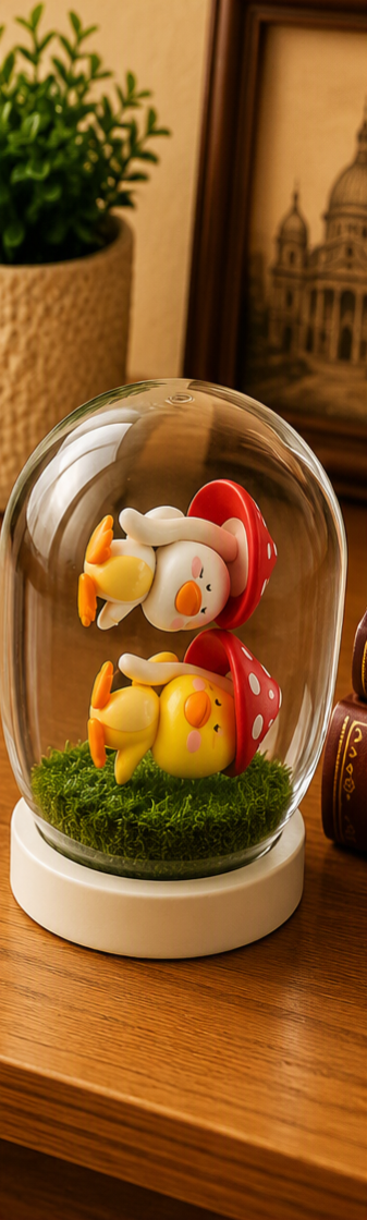DUCKLING UNDER MASHROOM