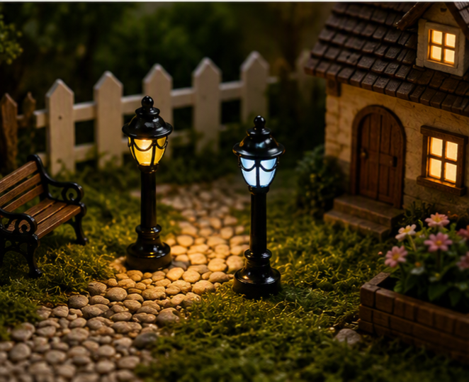 Miniature Streetlight Blue and Yellow 2