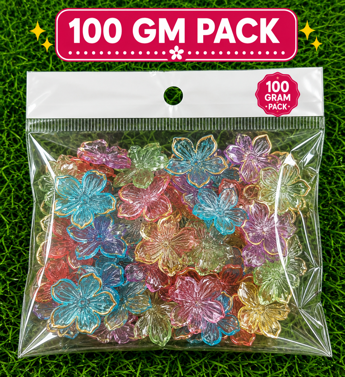 Transparent Flower Beads for Resin Art & Jewelry Making 100gm