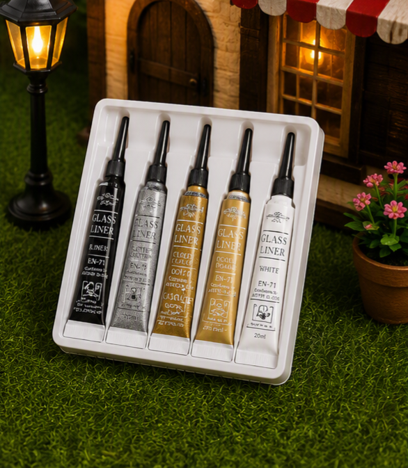 Glass Liner 6pc Black, Gold, Silver