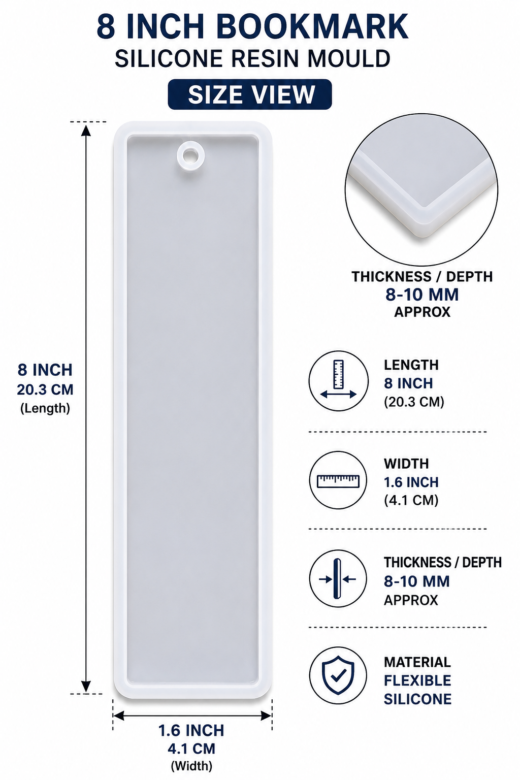 8 Inch Bookmark Silicone Resin Mould