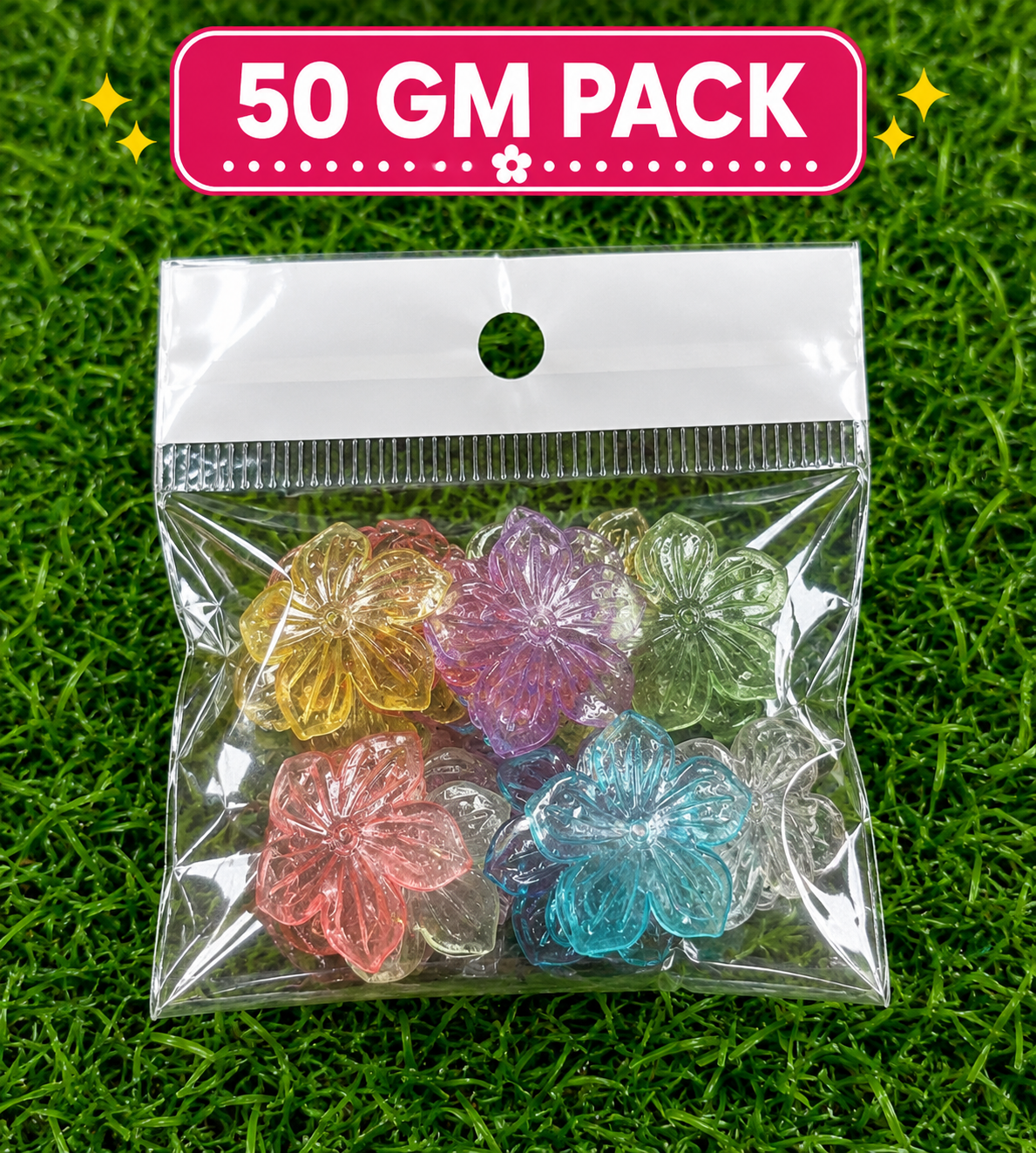 Transparent Flower Beads for Resin Art & Jewelry Making 50gm