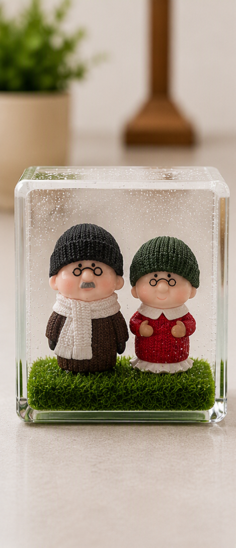 OLD COUPLE IN WINTER OUTFIT