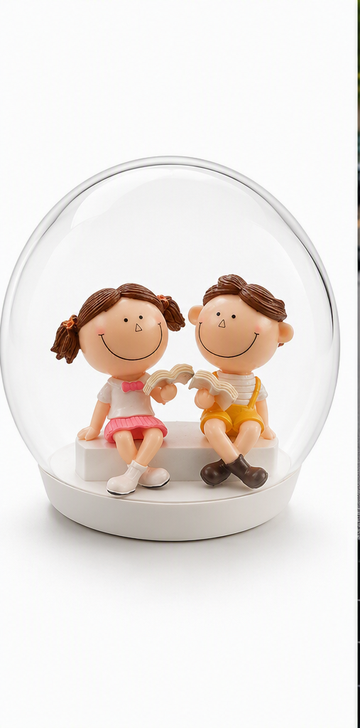 CUTE MINIATURE COUPLE READING BOOK