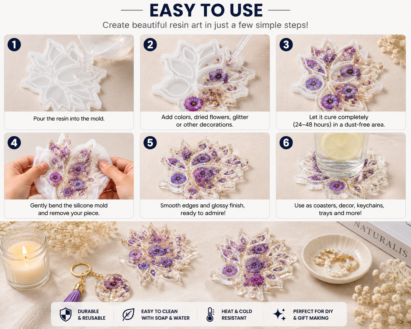 Lotus Resin Art Silicone Mould (5 Inch)