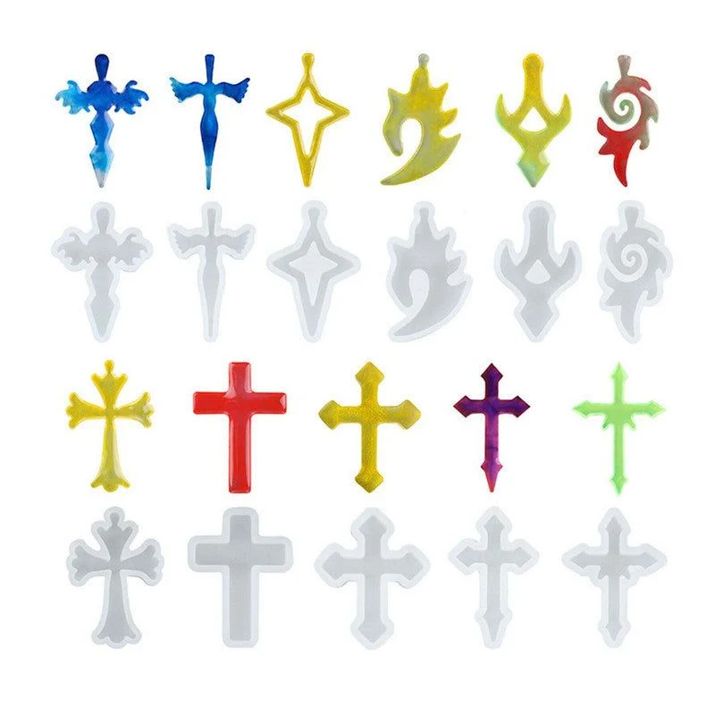 11 In 1 Cross Pendant & Earring Religious Mould