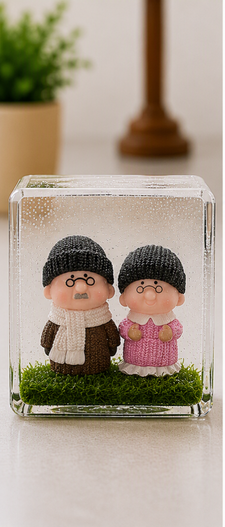 OLD COUPLE IN WINTER OUTFIT